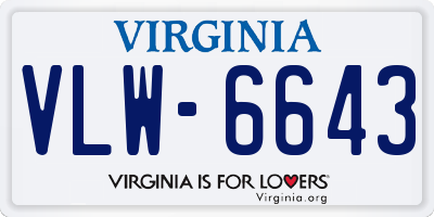 VA license plate VLW6643