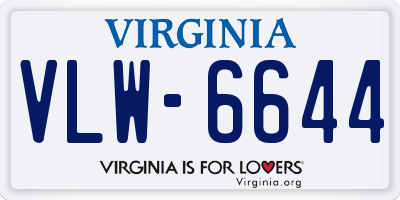 VA license plate VLW6644