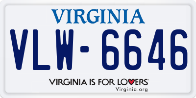 VA license plate VLW6646