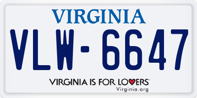 VA license plate VLW6647