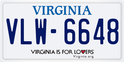 VA license plate VLW6648