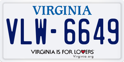 VA license plate VLW6649