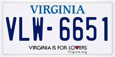 VA license plate VLW6651