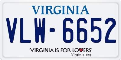 VA license plate VLW6652