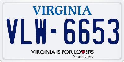 VA license plate VLW6653