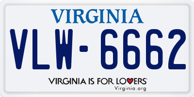 VA license plate VLW6662