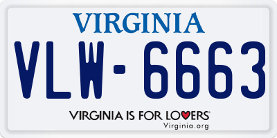 VA license plate VLW6663