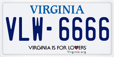 VA license plate VLW6666