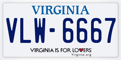 VA license plate VLW6667