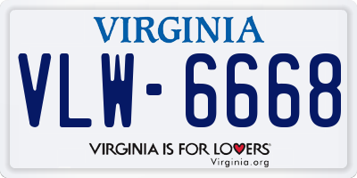 VA license plate VLW6668