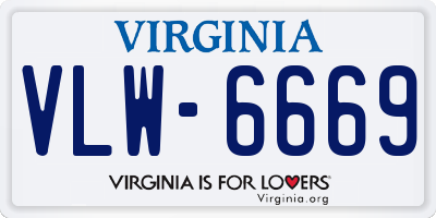 VA license plate VLW6669