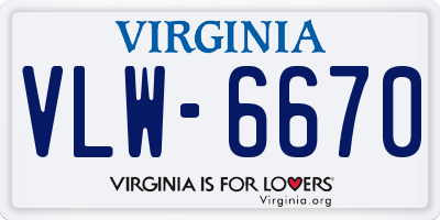 VA license plate VLW6670