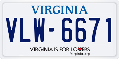 VA license plate VLW6671