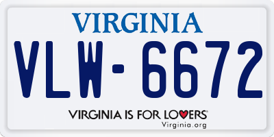 VA license plate VLW6672