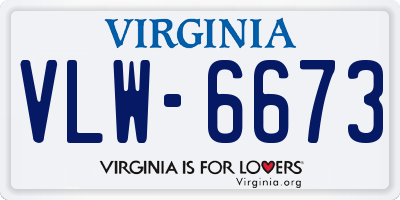 VA license plate VLW6673