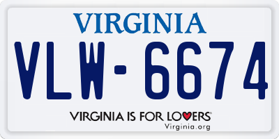 VA license plate VLW6674