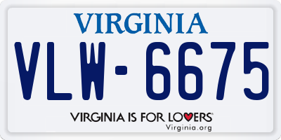 VA license plate VLW6675