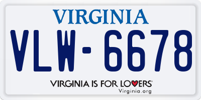 VA license plate VLW6678