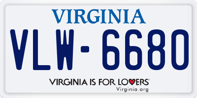 VA license plate VLW6680