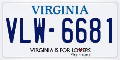 VA license plate VLW6681