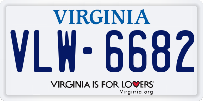 VA license plate VLW6682