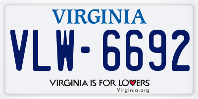 VA license plate VLW6692