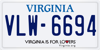 VA license plate VLW6694