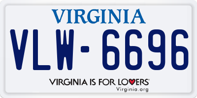 VA license plate VLW6696