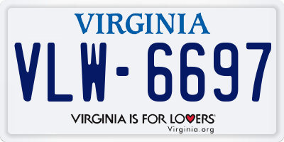 VA license plate VLW6697