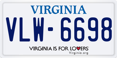 VA license plate VLW6698