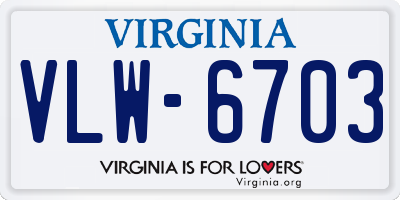 VA license plate VLW6703