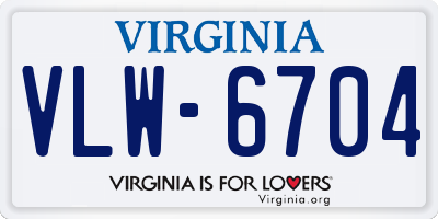 VA license plate VLW6704