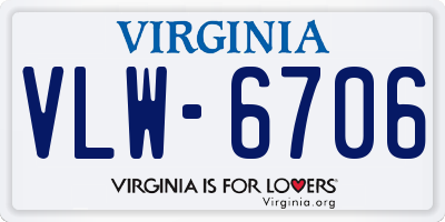 VA license plate VLW6706