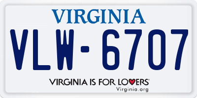 VA license plate VLW6707