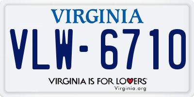 VA license plate VLW6710