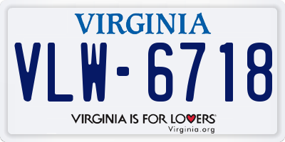 VA license plate VLW6718