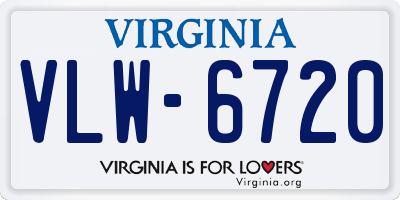 VA license plate VLW6720