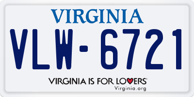 VA license plate VLW6721