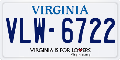 VA license plate VLW6722