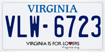 VA license plate VLW6723