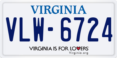 VA license plate VLW6724