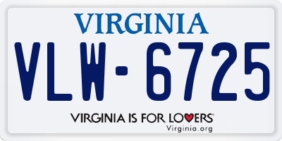 VA license plate VLW6725