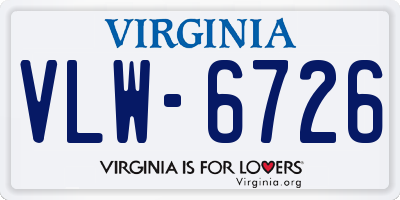 VA license plate VLW6726