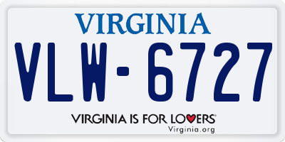 VA license plate VLW6727