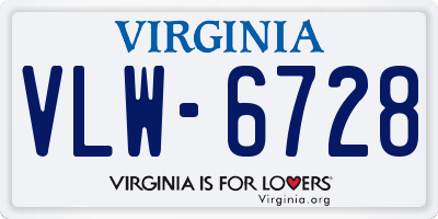 VA license plate VLW6728