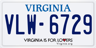 VA license plate VLW6729