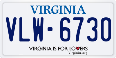 VA license plate VLW6730