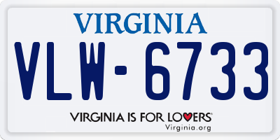 VA license plate VLW6733