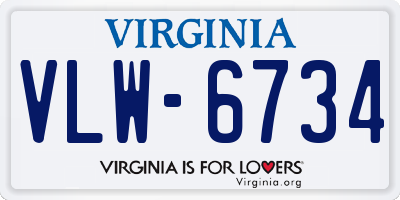 VA license plate VLW6734