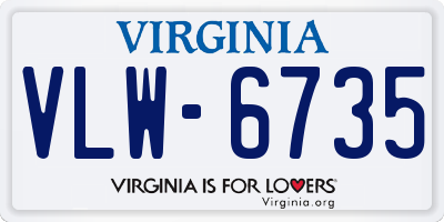 VA license plate VLW6735